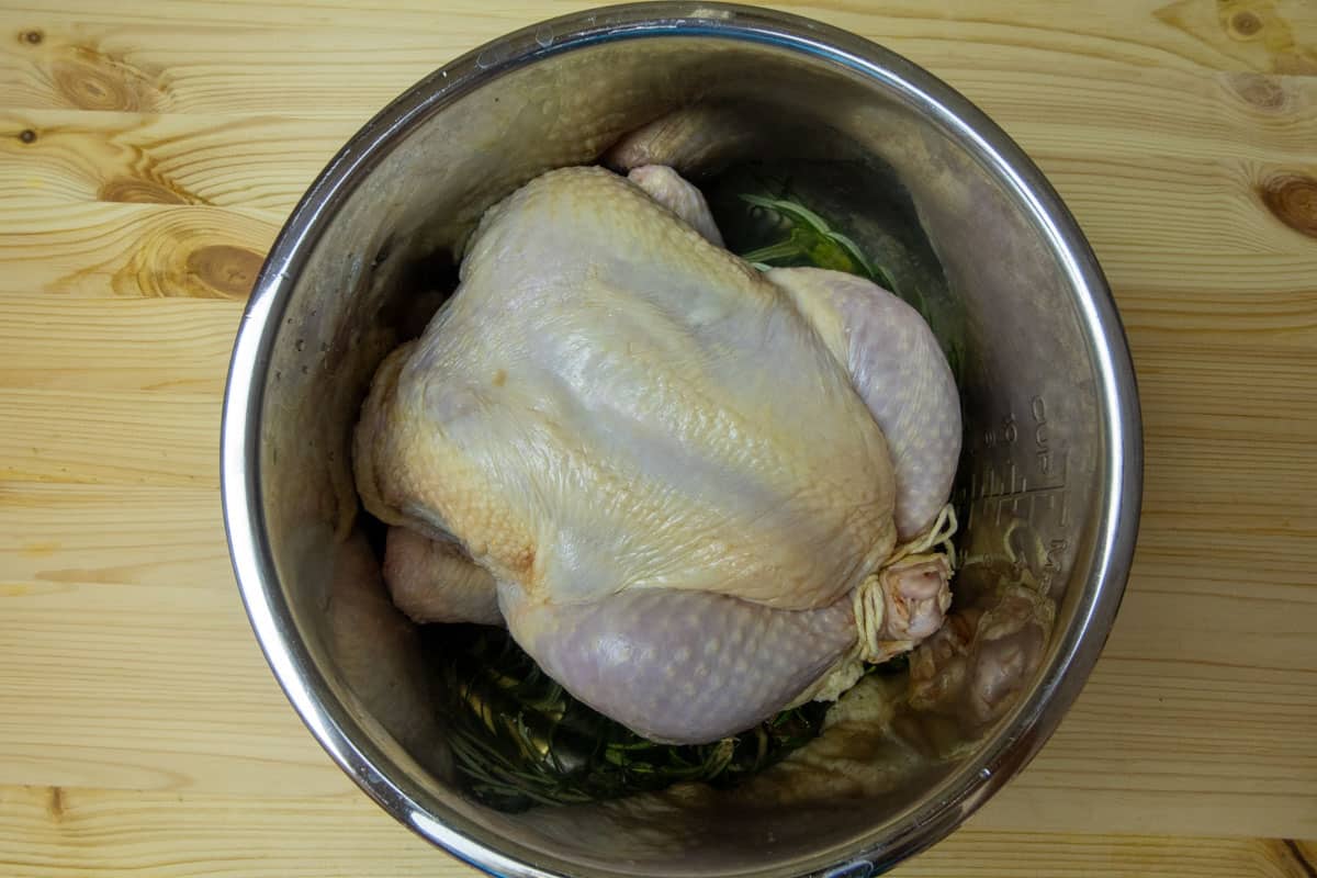 Raw whole chicken in Instant Pot