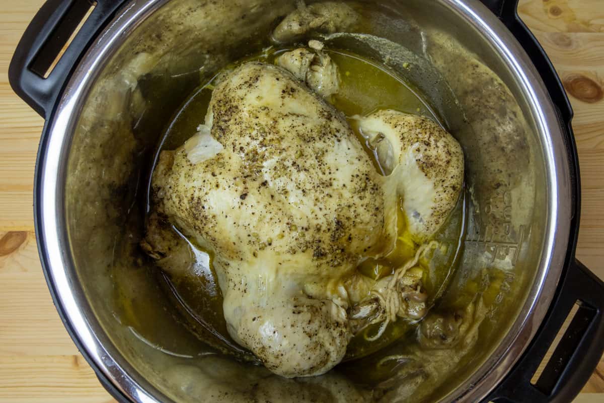 Cooked whole chicken in Instant Pot