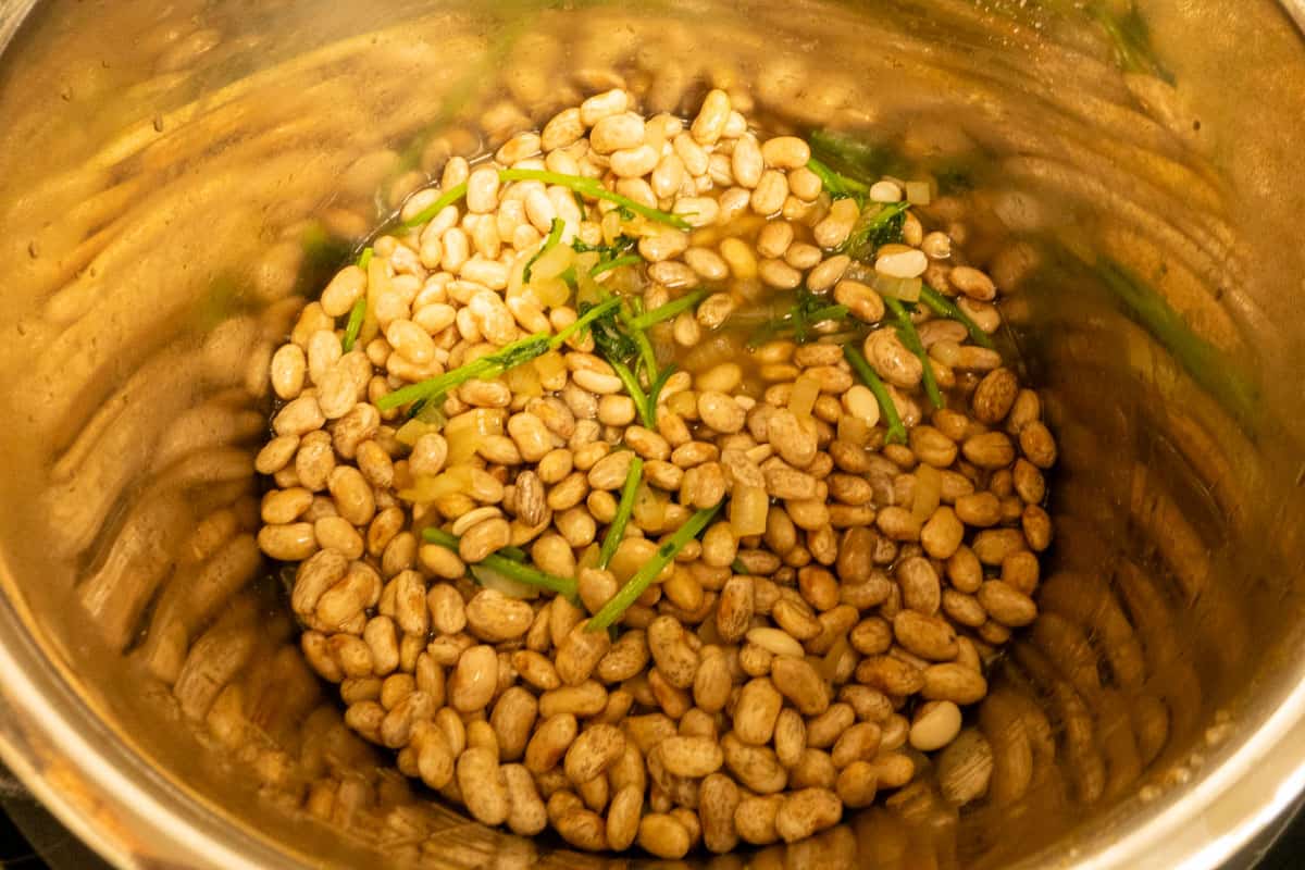Beans in Instant Pot before pressure cooking.