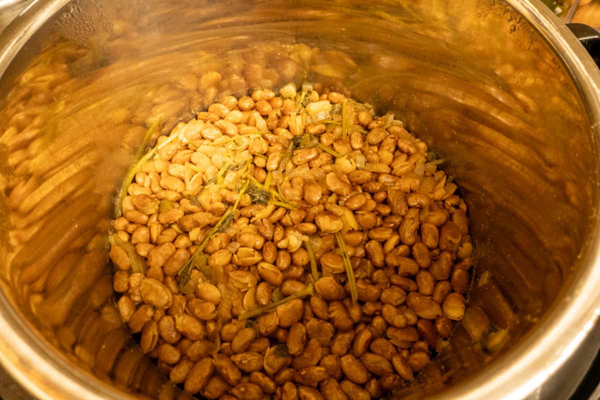 Beans in Instant Pot after pressure cooking.