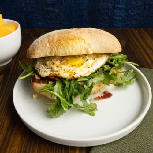 Yolky fried egg sandwich.