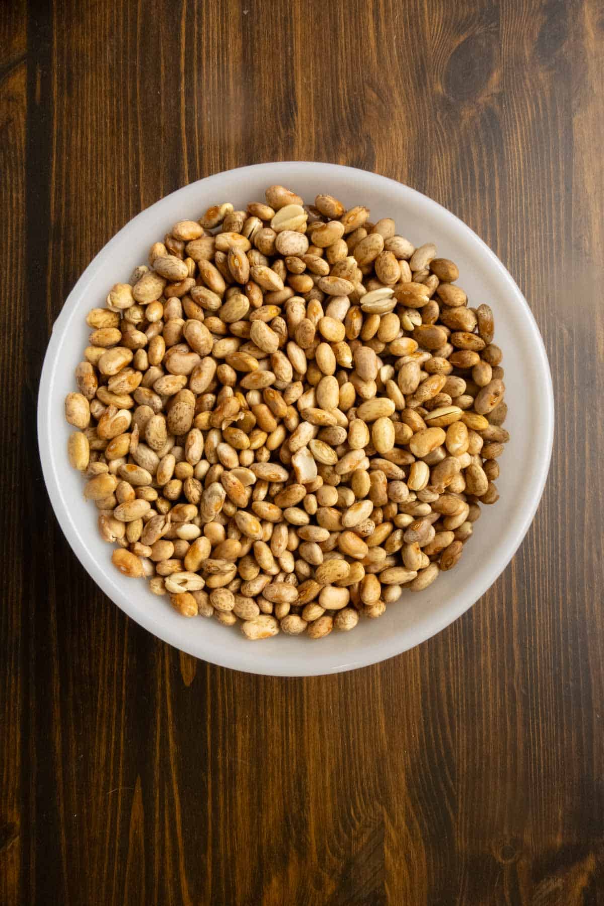 Pinto beans after they've soaked overnight with the water drained.