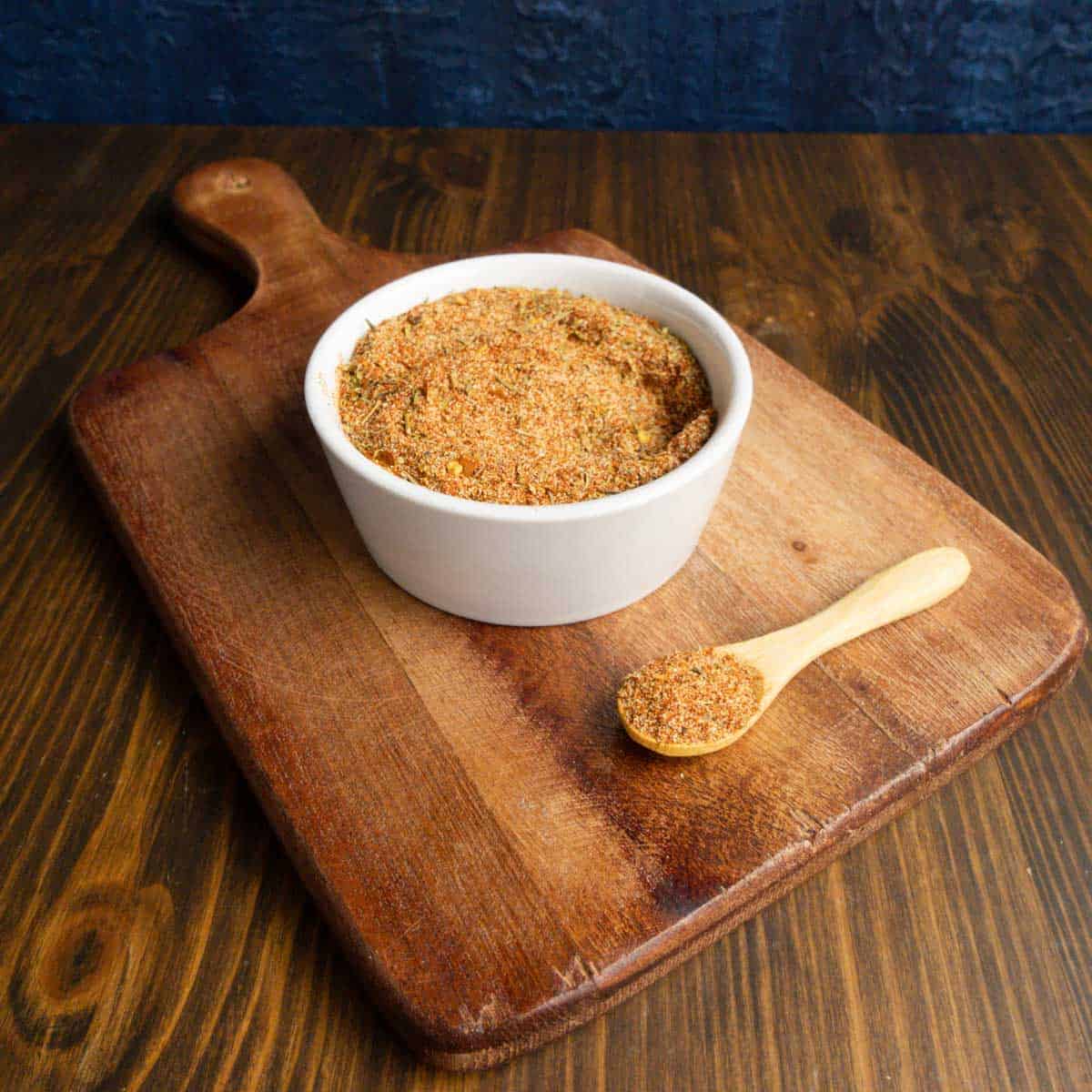 Salt-free Cajun seasoning in a bowl with a spoon.