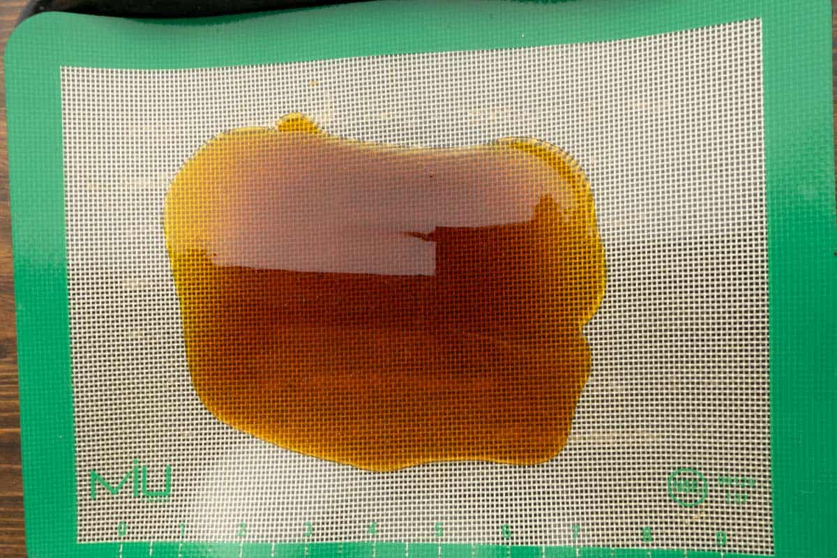 Finished caramel on a silicone mat.