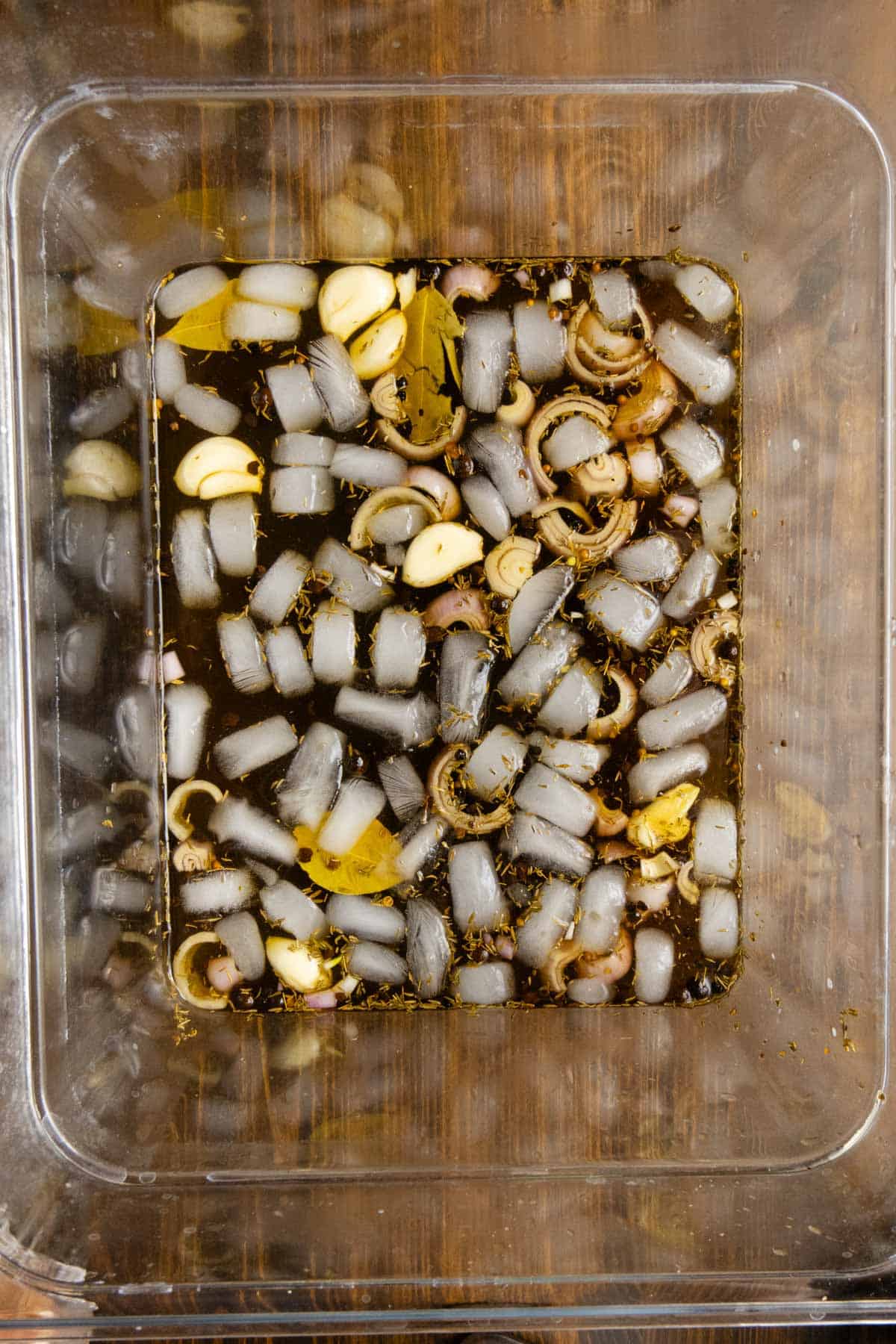 Brine in a large container with ice.